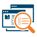 Blue webpages with orange magnifying glass