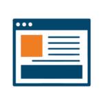 Blue webpage icon with orange accents.